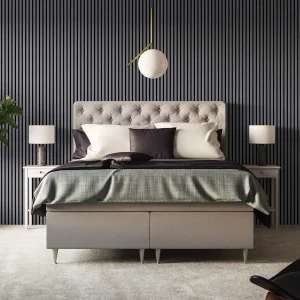 Ribbon-Wood Rustic Grey Oak with Black RecoSilent in bedroom
