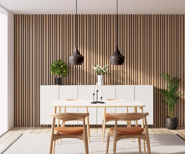 Barcode Natural Oak with Black Recosilent in dining room