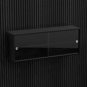 Brace wall cabinet Black Diamond Ash 1200 mm two sliding glass doors with Black Diamond Ash acoustic panels