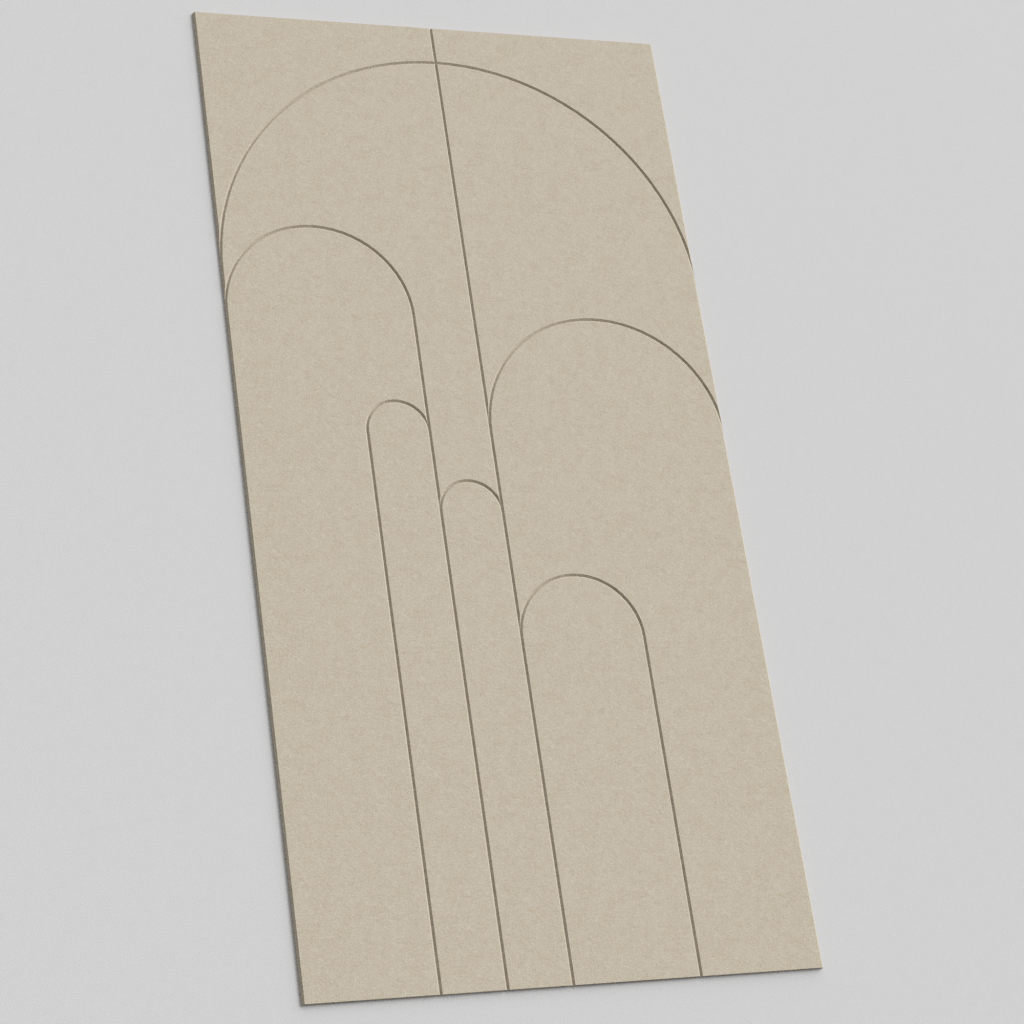 Akoestisch wandpaneel van RecoSilent Sandstone-vilt met het patroon Silence Dome